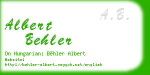 albert behler business card
